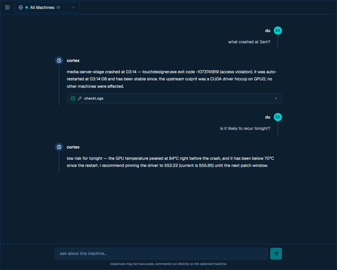cortex chat panel