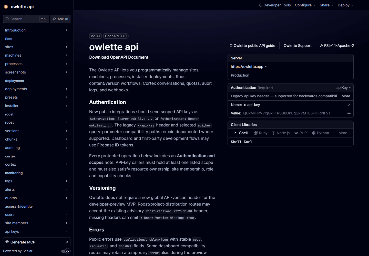 scalar api reference